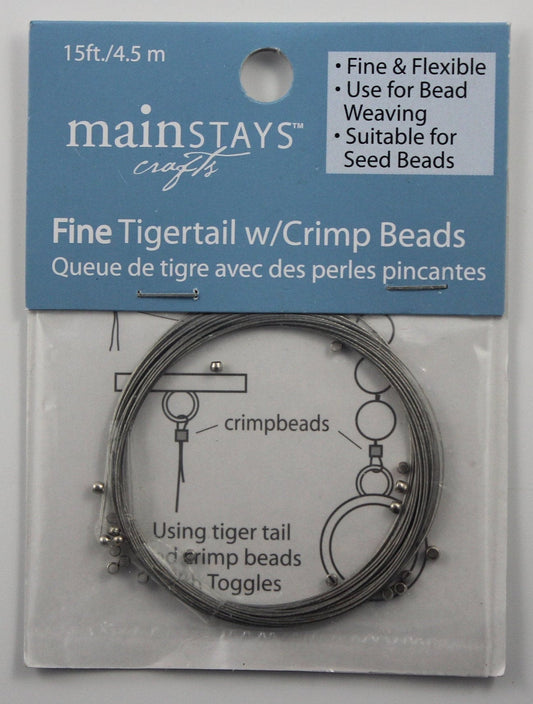 15ft Fine Tigertail w/Crimp Beads