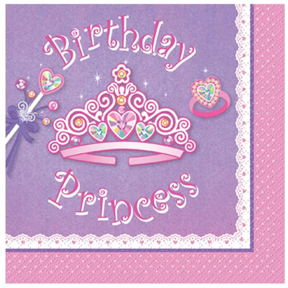 16pcs Birthday Princess Beverage Napkins