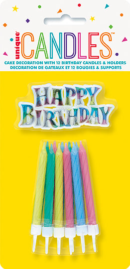 Birthday Decoration with 12 Birthday Candles & Holders