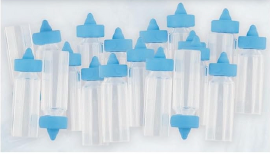 24pcs Mini Blue Plastic Baby Bottles Favours