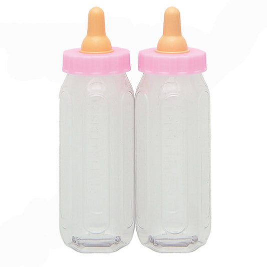5" 2pcs Fillable Pink Baby Bottles Favours