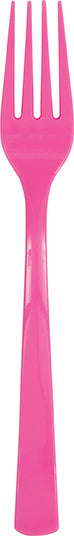 18pcs Hot Pink Plastic Forks