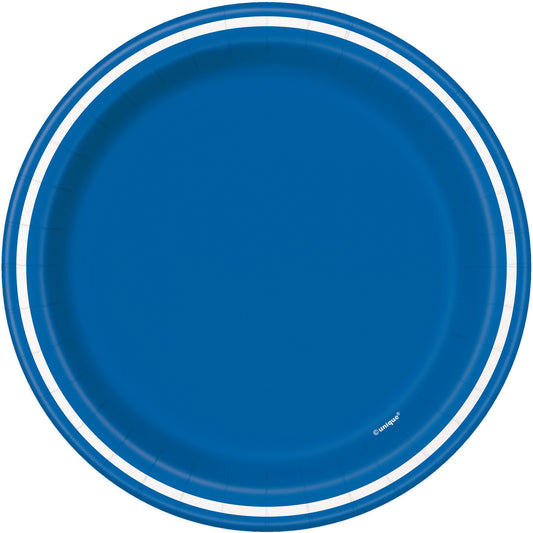 8pcs Royal Blue Striped 7" Plates