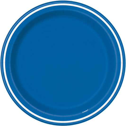 8pcs Royal Blue Striped 9" Plates