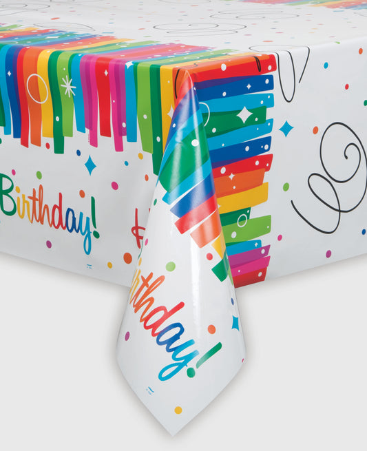 1pc Rainbow Ribbon Birthday Tablecover