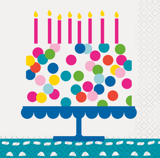 16pcs Confetti Cake Birthday Beverage Napkins