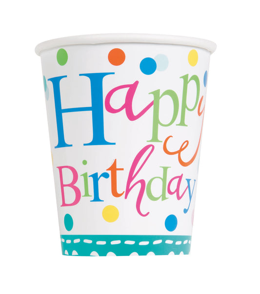8pcs Confetti Cake Birthday 9oz Cups