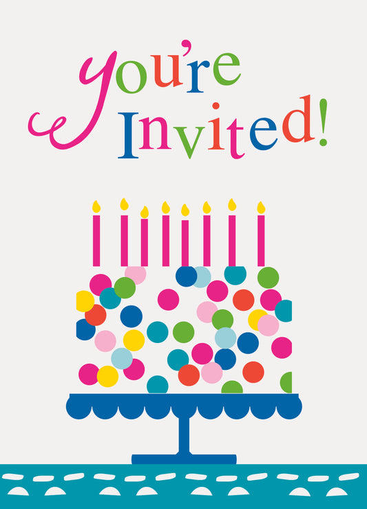 8pcs Confetti Cake Birthday Invitations