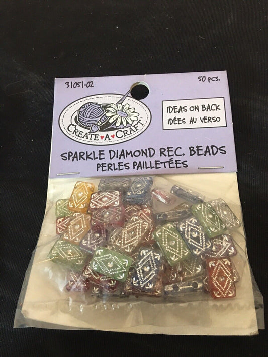 50pcs Sparkle Diamond Rectangle Beads