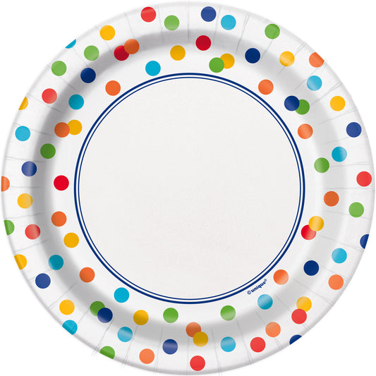 8pcs Rainbow Dots 7" Plates