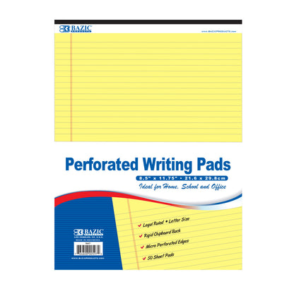 Perforated Writing Pads 8.5"x11.75"(yellow)