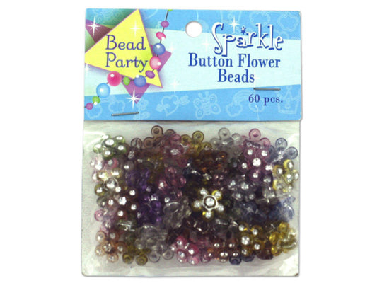 60pcs Sparkle Button Flower Beads