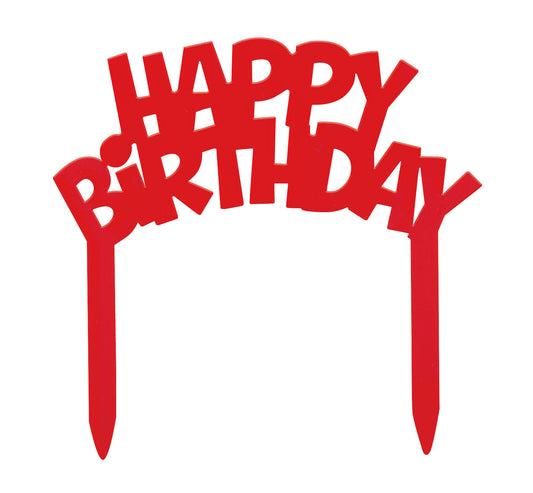 Happy Birthday Cake Topper (Red)
