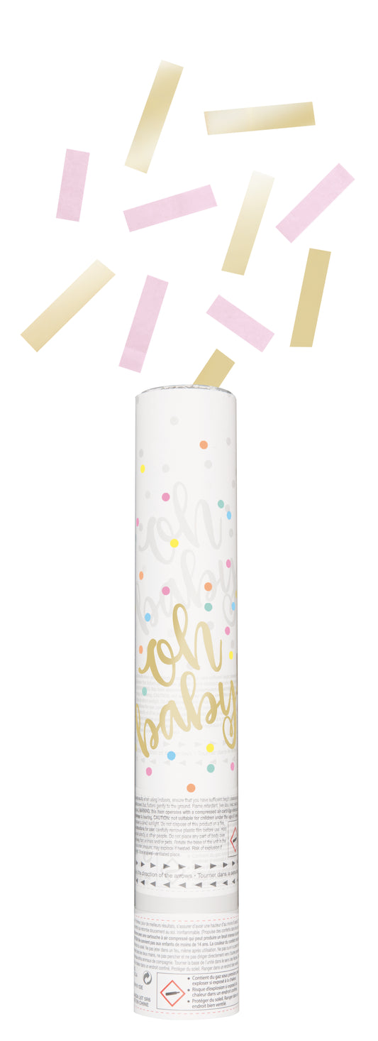 Oh Baby Confetti Cannon with Pink & Gold Confetti