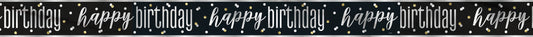 12ft Black & Silver Happy Birthday Banner
