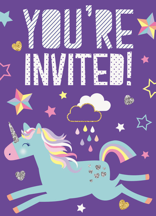 8pcs Unicorn Invitations