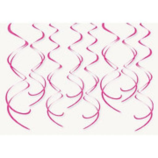 8pcs Hot Pink Plastic Swirls