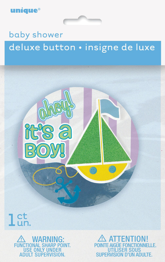"Ahoy! Its a Boy" Button Badge