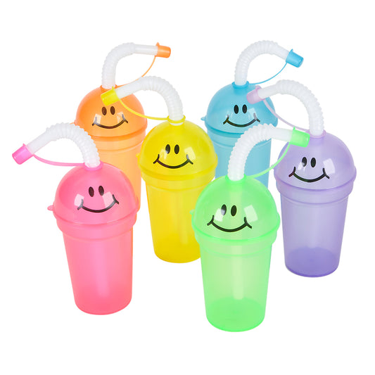 3pcs 6.25" Smiley Face Sipper Cup (Assorted)