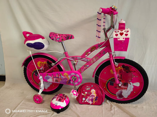 Pink, Purple & White Bicycle with Tinsel on Handle