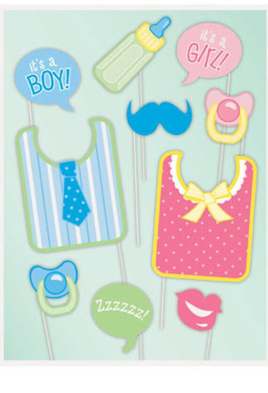 10pcs "Baby Shower" Photo Booth Props