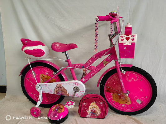 Pink & White Bicycle with Tinsel
