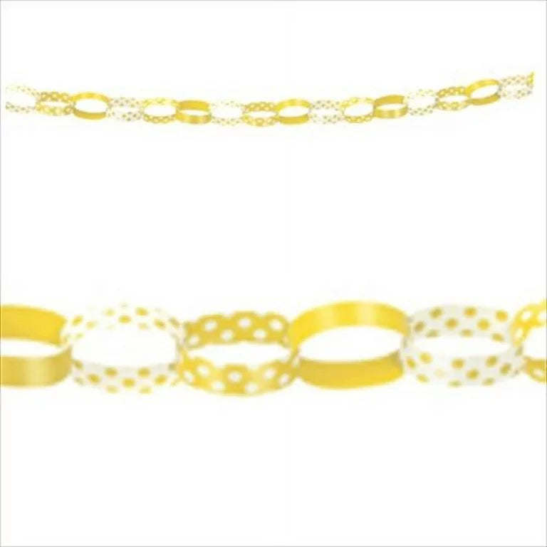 5ft Yellow & White Polka Dot Chain Garland (Paper)