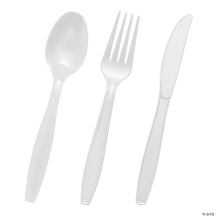 24pcs Plastic Assorted Cutlery (White)