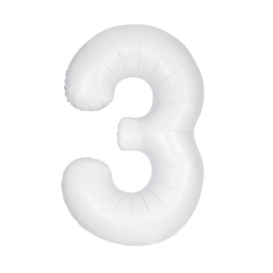 34" #3 Matte White Balloon (Helium)