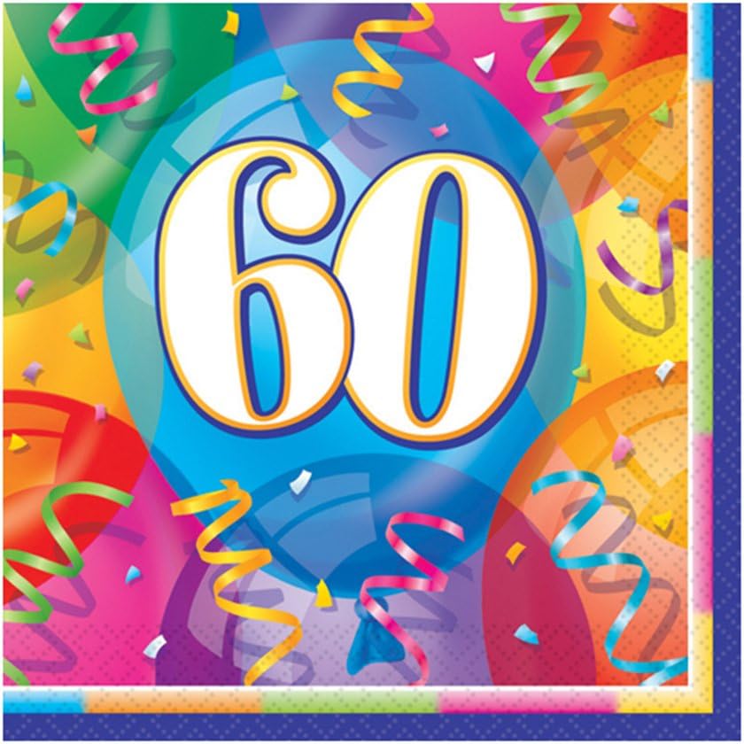 16pcs Brilliant 60th Birthday Luncheon Napkins