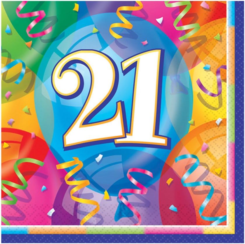 16pcs Brilliant 21st Birthday Luncheon Napkins