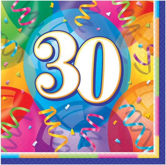 16pcs Brilliant 30th Birthday Luncheon Napkins