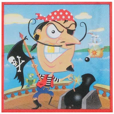 16pcs Gold Tooth Pirate Beverage Napkins