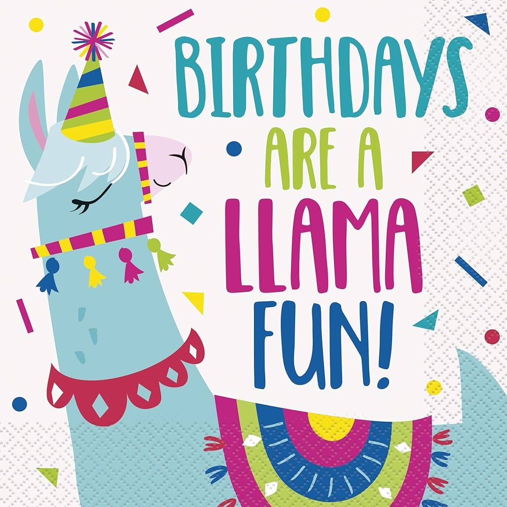 16pcs Llama Birthday Luncheon Napkins