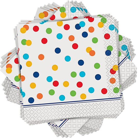 16pcs Rainbow Polka Dot Beverage Napkins