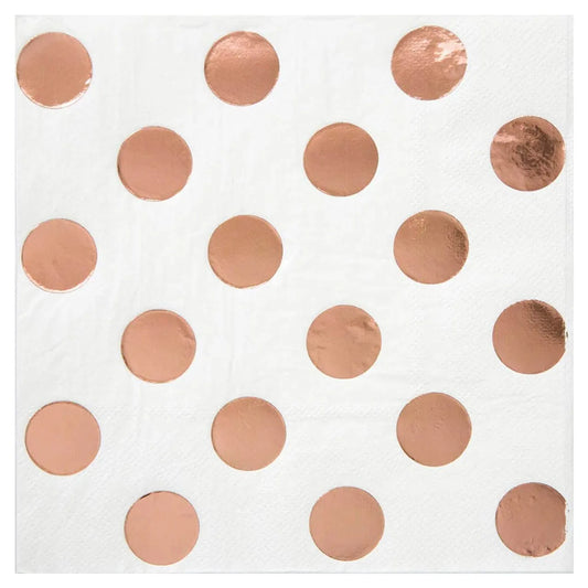 16pcs Rose Gold Dots Beverage Napkins