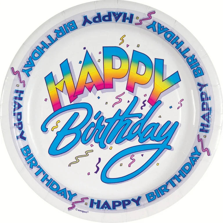 8pcs 7" Happy Birthday Paper Plates