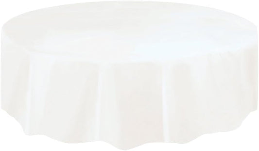 84" Plastic Round Tablecover (White)