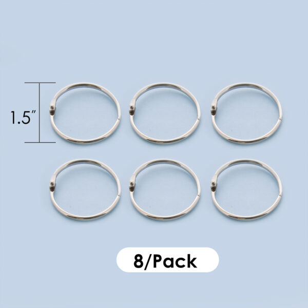 8pcs 1.5" Metal Book Rings