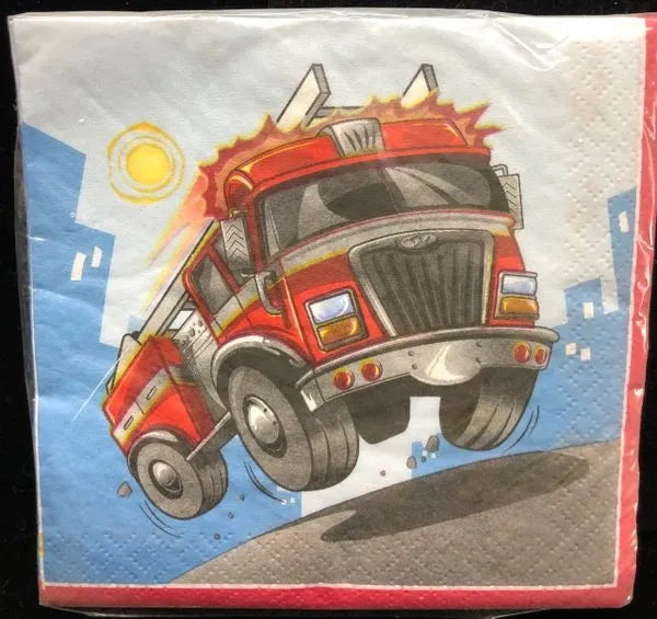 24pcs Fast Fire Engine Beverage Napkins