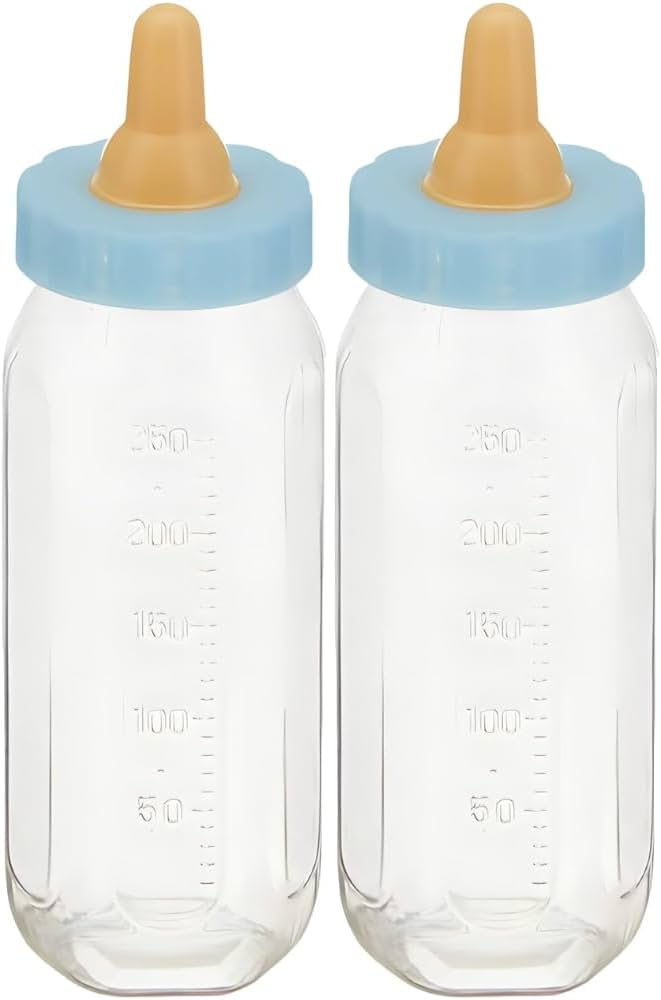 5" 2pcs Fillable Blue Baby Bottles Favours