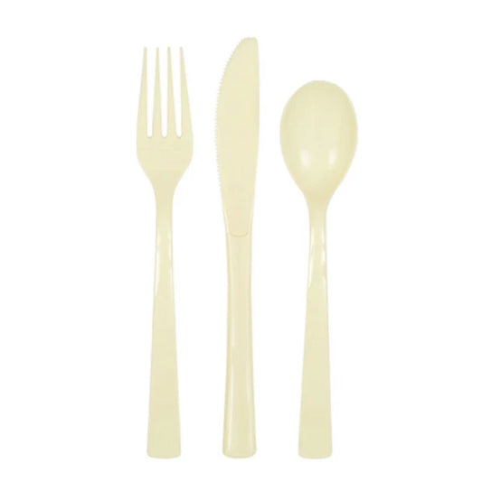 18pcs Plastic Assorted Cutlery (Ivory)