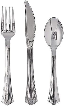 24pcs Plastic Cutlery (Shiny Silver)