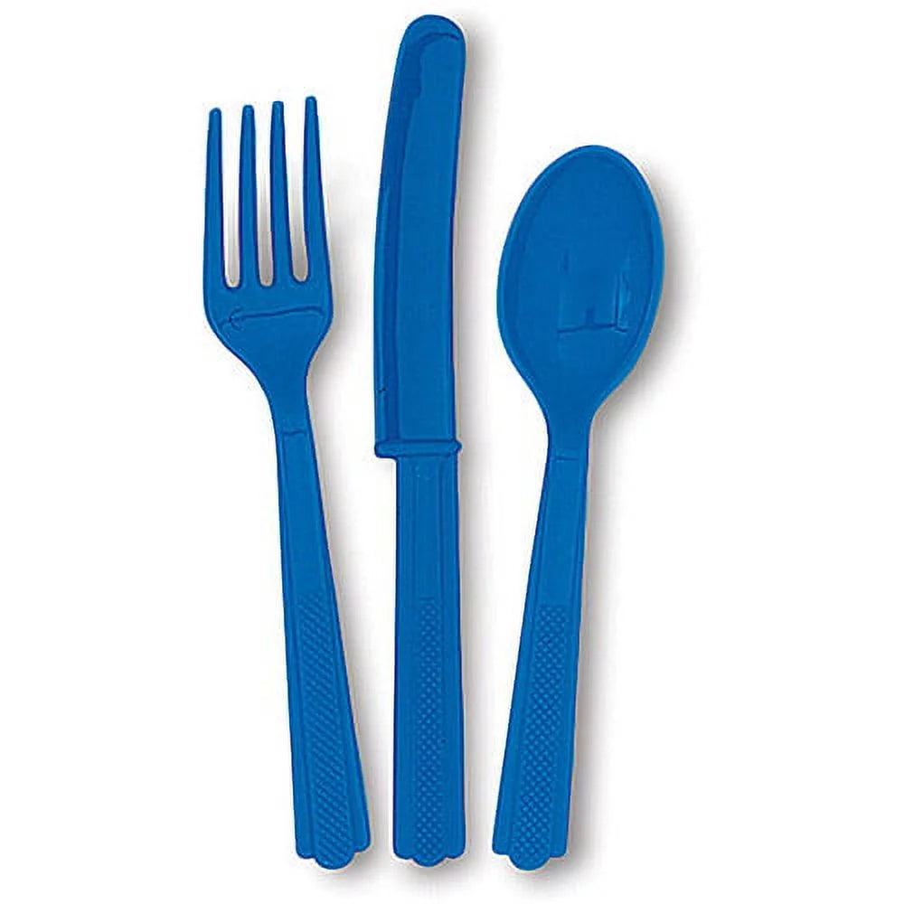 24pcs Plastic Assorted Cutlery (Royal Blue)