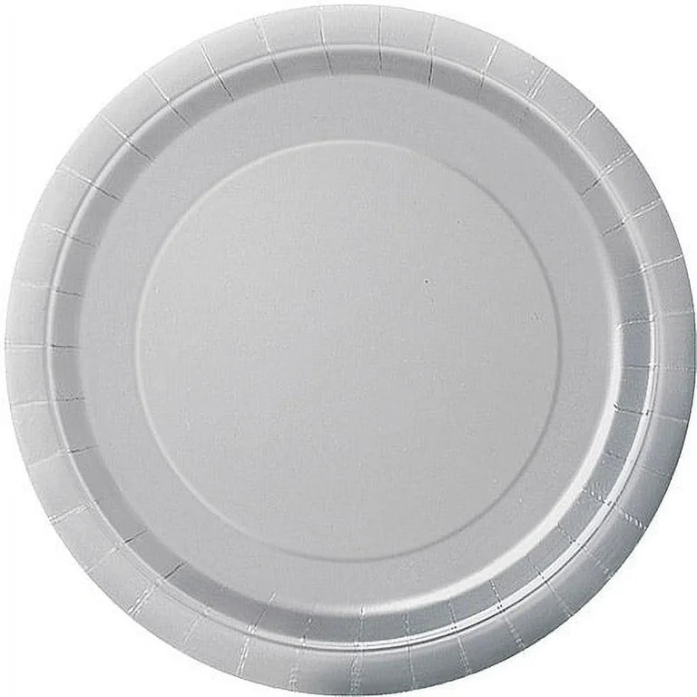 8pcs 9" paper plates (silver)