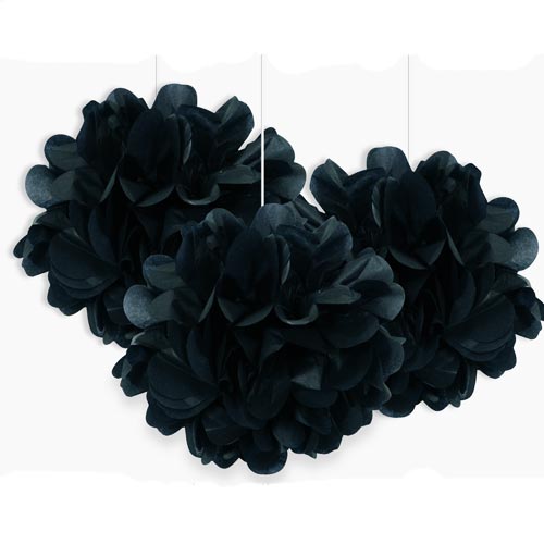 3pcs 9" Mini Puff Balls (Black)