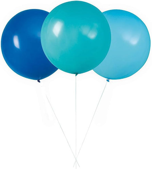 3pcs 24" Blue Helium Balloons