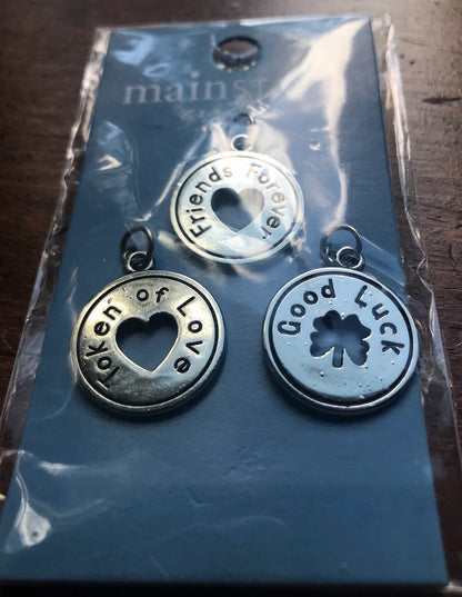 3pcs Token Charms (Friends, Luck, Love)