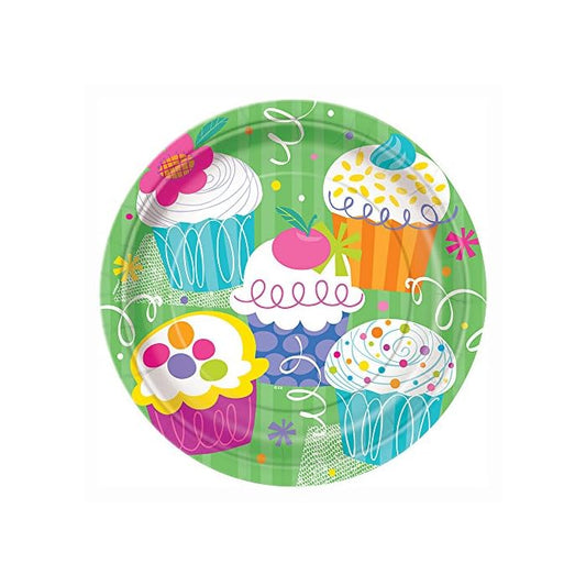 8pcs 9" Cupcake Party Paper Plates