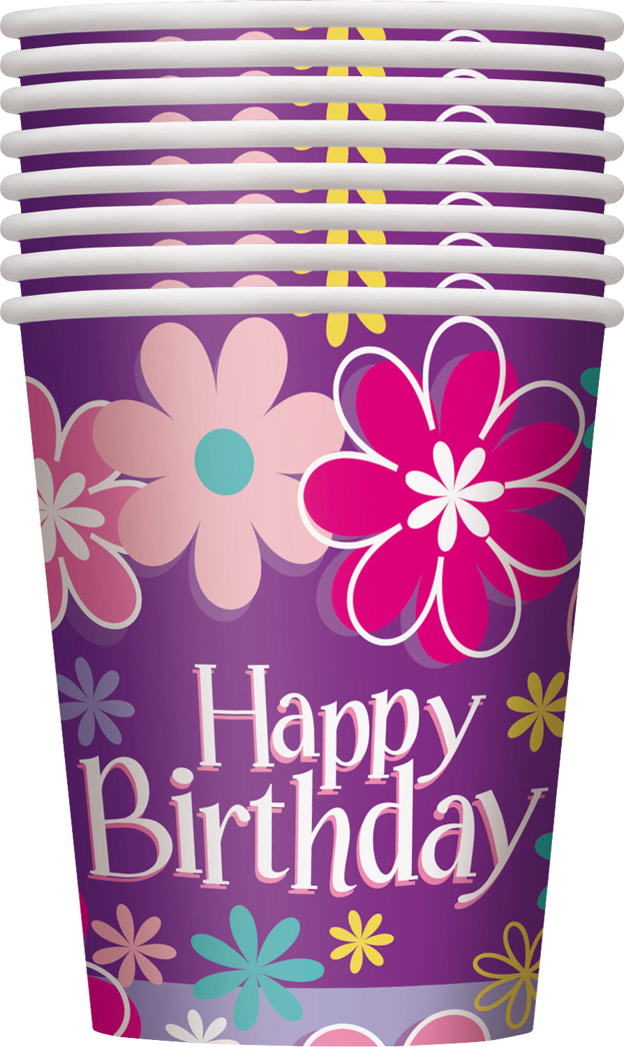 8pcs Birthday Blossom 9oz Cups